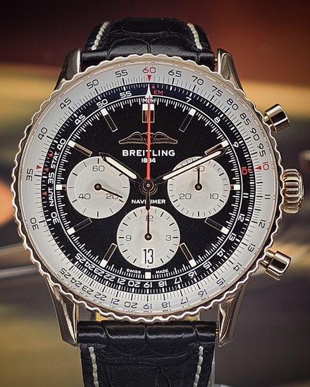 2023 Breitling Navitimer Chronograph 43MM Black Dial Leather Strap (RB0138211B1P1)