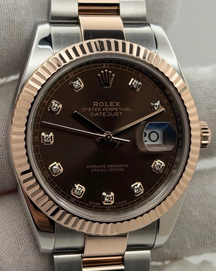 2017 Rolex Datejust 41MM Chocolate Dial Two-Tone Oyster Bracelet (126331)