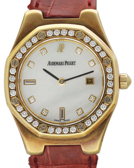 Audemars Piguet Royal Oak 28MM Quartz Mother of Pearl Dial Leather Strap (66800BA)