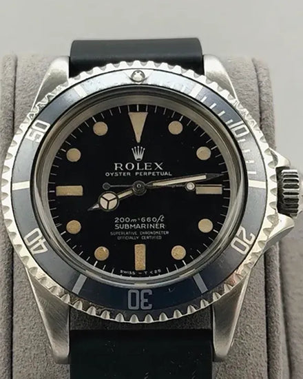 1968 (1.8 Mill. Serial) Rolex Submariner No-Date 40MM Black Dial Aftermarket Rubber Strap (5512)