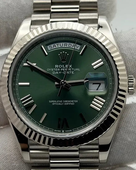 2021 Rolex Day-Date 40MM Green Dial White Gold President Bracelet (228239)