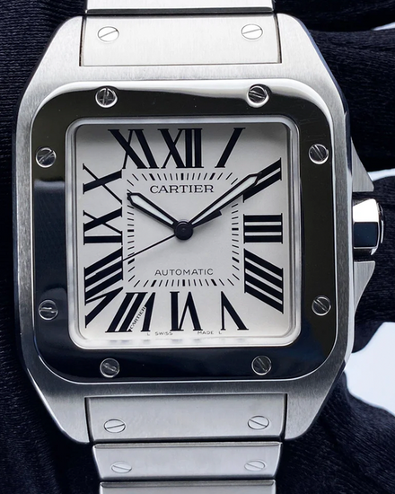 Cartier Santos 100 XL 51.1MM Silver Dial Steel Bracelet (W200737G)