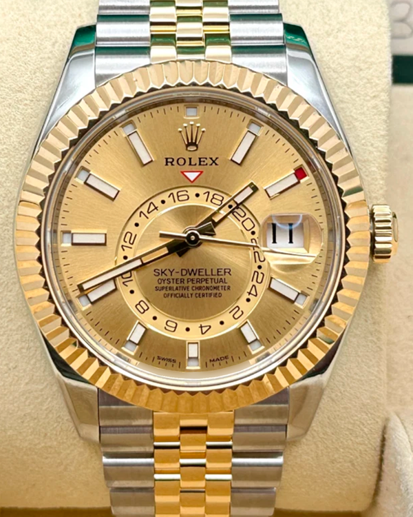 2021 Rolex Sky-Dweller 42MM Champagne Dial Two-Tone Oyster Bracelet (326933)