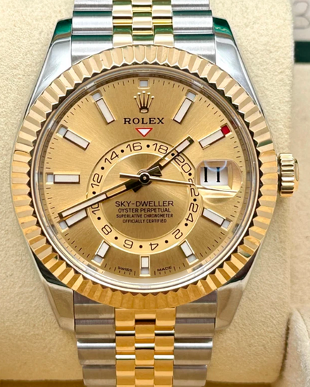 2021 Rolex Sky-Dweller 42MM Champagne Dial Two-Tone Oyster Bracelet (326933)
