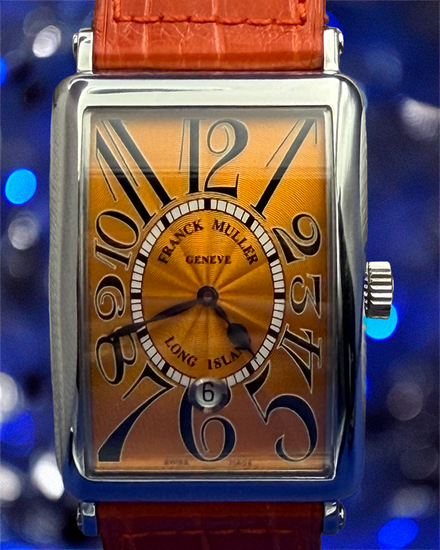 Franck Muller Long Island 32MM Orange Dial Leather Strap (1150 SC DT)