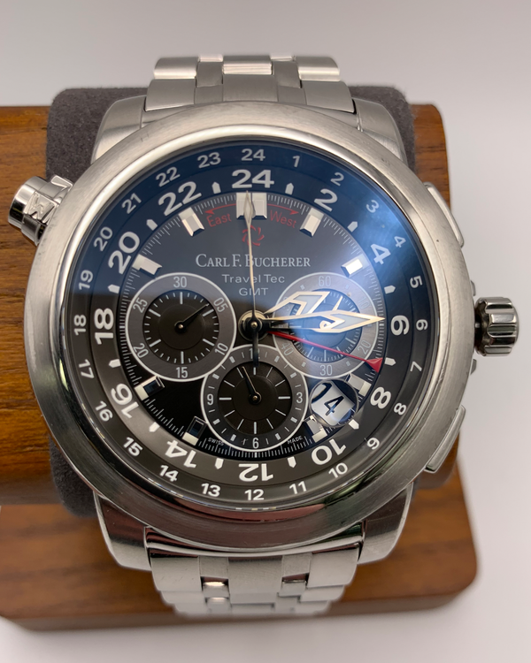 Carl F. Bucherer Patravi TravelTec GMT 46.6MM Grey Dial Steel Bracelet (10620.08)
