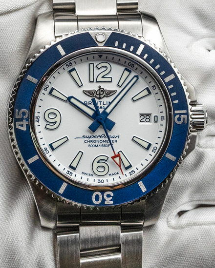 No Reserve - Breitling Superocean 42MM White Dial Steel Bracelet (A17366)