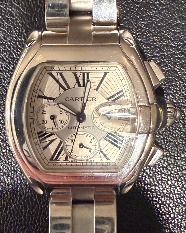 Cartier Roadster 40MM Silver Dial Steel Bracelet (2618)