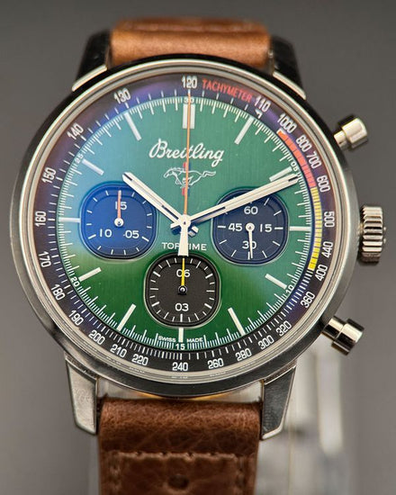 2021 Breitling Top Time B01 "Ford Mustang" 41MM Green Dial Leather Strap (AB01762A1L1X1)