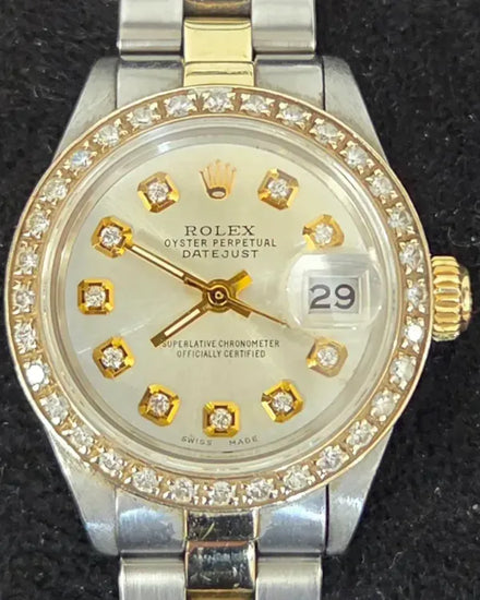 Rolex Lady-Datejust 26MM Aftermarket Mother of Pearl Dial Two-Tone Oyster Bracelet (69173)