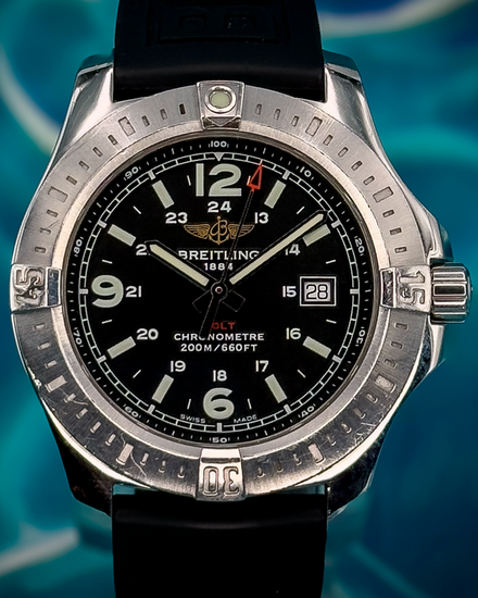 No Reserve - Breitling Colt 44MM Quartz Black Dial Rubber Strap (A74388)