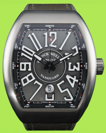 Franck Muller Vanguard 45MM Grey Dial Leather Strap (V 45 SC DT TT BR NR)