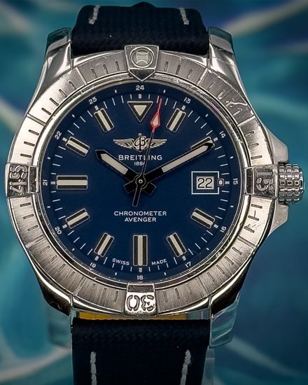 No Reserve - Breitling Avenger 43MM Blue Dial Textile Strap (A17318)