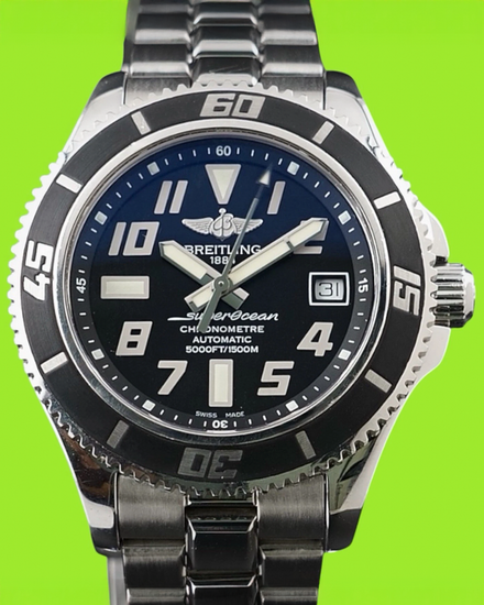 Breitling Superocean 42MM Black Dial Steel Bracelet (A17364)