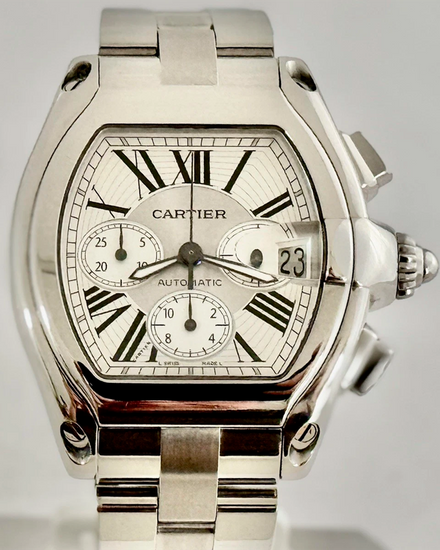 Cartier Roadster 40MM White Dial Steel Bracelet (2618)