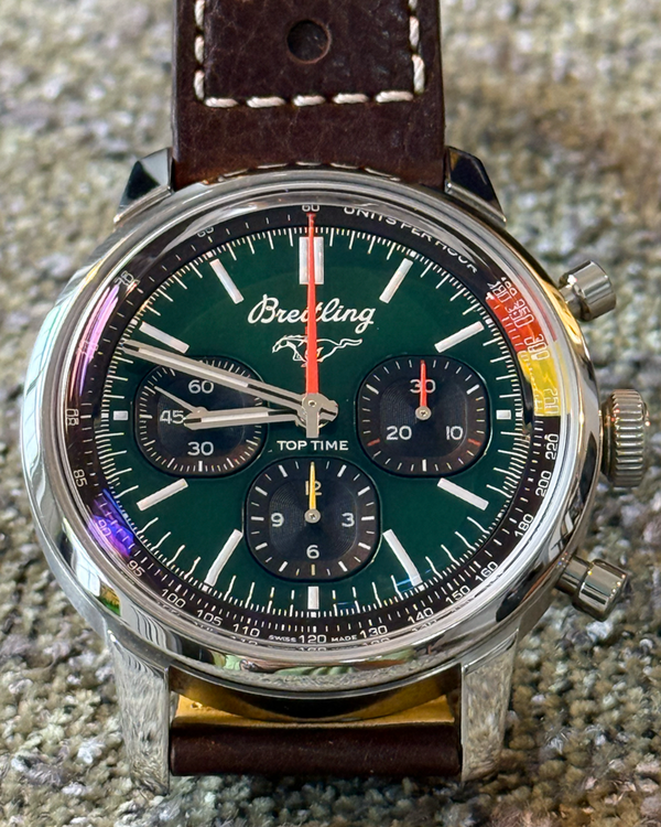 2025 Breitling Top Time B01 "Ford Mustang" 41MM Green Dial Leather Strap (AB0176)