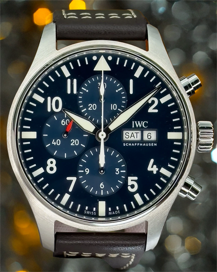 2021 IWC Schaffhausen Pilot Chronograph "Le Petit Prince" 43MM Blue Dial Leather Strap (IW377714)