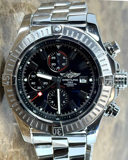 2012 Breitling Super Avenger 48MM Black Dial Steel Bracelet (A1337011/B907)