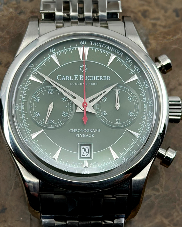 Carl F. Bucherer Manero 43MM Green Dial Steel Bracelet (00.10919.08.93.98)