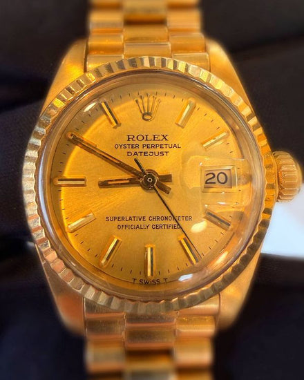1982 Rolex Lady-Datejust 26MM Champagne Dial Yellow Gold President Bracelet (6917)