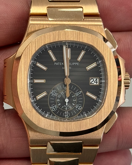 2018 Patek Philippe Nautilus Travel Time Chronograph 40.5MM Grey Dial Rose Gold Bracelet (5980/1R-001)