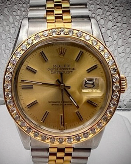 No Reserve - Rolex Datejust 36MM Champagne Dial Aftermarket Two-Tone Gold-Plated Jubilee Bracelet (16013)
