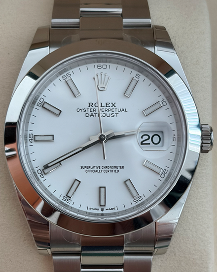2026 Rolex Datejust 41MM White Dial Oyster Bracelet (126300)