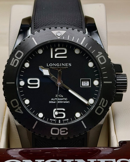 Longines HydroConquest 43MM Black Dial Rubber Strap (L3.784.4.59.9)