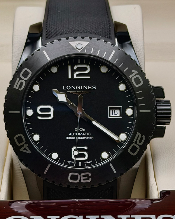 Longines HydroConquest 43MM Black Dial Rubber Strap (L3.784.4.59.9)