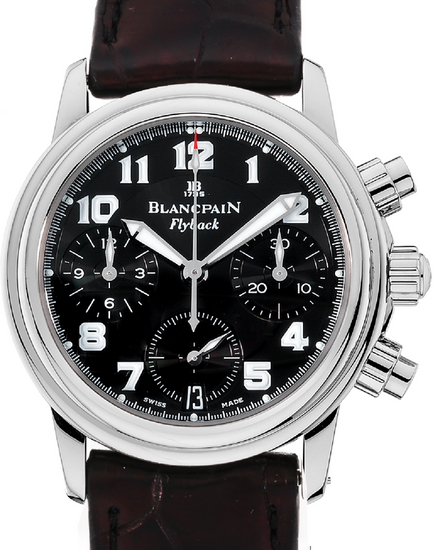 No Reserve - Blancpain Leman Fly-Back 34MM Black Dial Leather Strap (2385F)