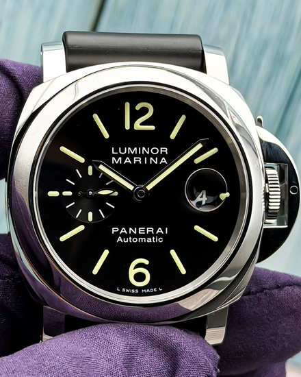 2009 Panerai Luminor Marina 44MM Black Dial Rubber Strap (PAM00104)