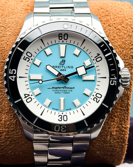 Breitling Superocean 44MM Turquoise Dial Steel Bracelet (A17376211L2A1)