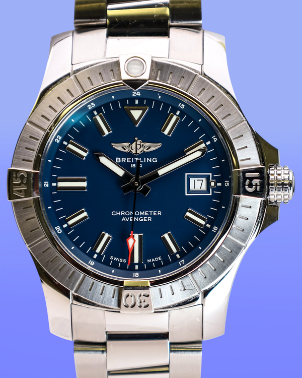 No Reserve - Breitling Avenger 43MM Blue Dial Steel Bracelet (A17318101C1A1)