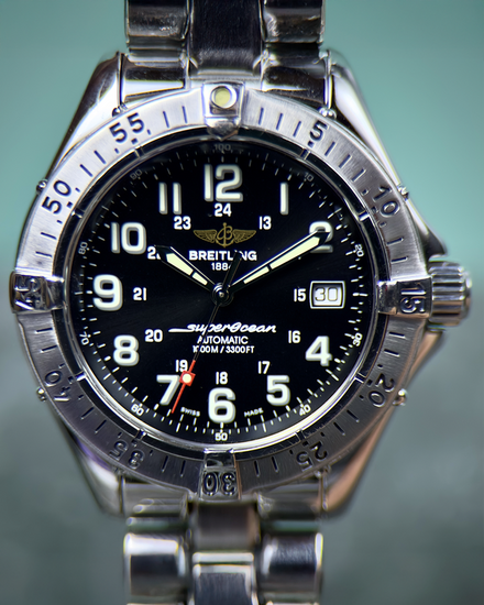 1999 Breitling Superocean 41MM Black Dial Steel Bracelet (A17040)