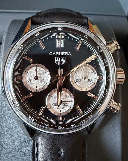 2026 Tag Heuer Carrera Chronograph 39MM Black Dial Leather Strap (CBS2210.FC6534)