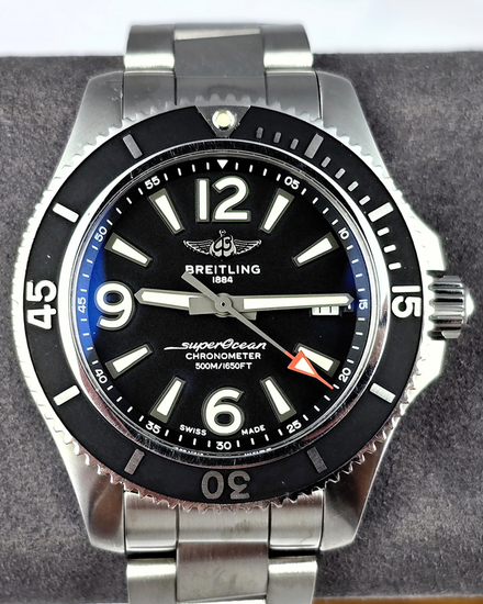 No Reserve - Breitling Superocean 42MM Black Dial Steel Bracelet (A17366)
