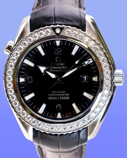 No Reserve - Omega Seamaster Planet Ocean 45.5MM Black Dial Leather Strap (222.18.46.20.01.001)