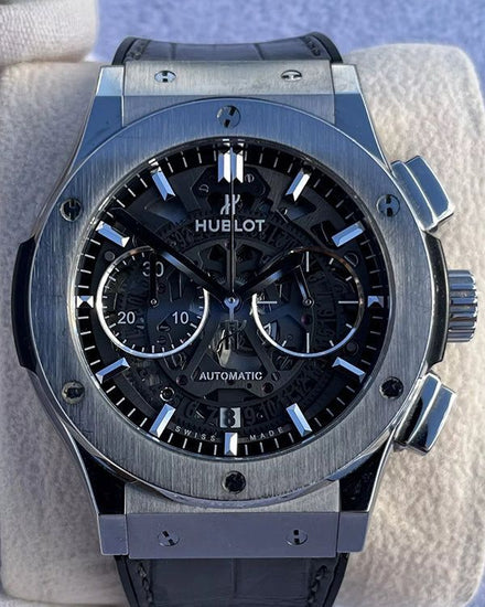 2017 Hublot Classic Fusion Aerofusion 45MM Skeleton Dial Leather Strap (525.NX.0170.LR)