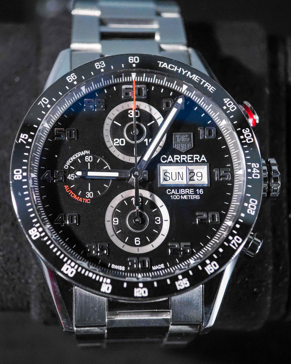 2021 Tag Heuer Carrera Calibre 16 Day-Date 43MM Black Dial Steel Bracelet (CV2A1R.BA0799)