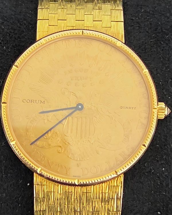 Corum Coin Watch Twenty Dollars Coin 35MM Yellow Gold Dial Yellow Gold Bracelet (8801)