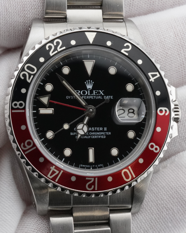 1987 Rolex GMT-Master II "Coke Fat Lady” 40MM Black Dial Oyster Bracelet (16760)