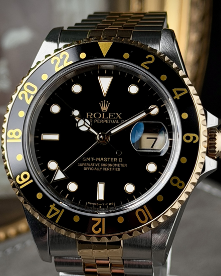 1991 (N Serial) Rolex GMT-Master II 40MM Black Dial Two-Tone Jubilee Bracelet (16713)
