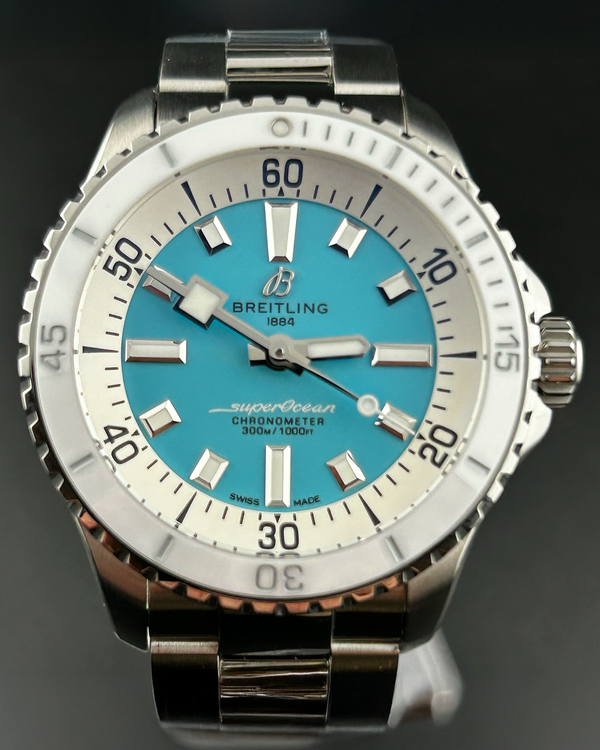 2021 Breitling Superocean 36MM Turquoise Dial Steel Bracelet (A17377)