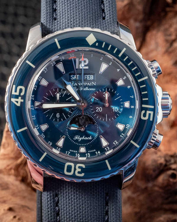 2011 Blancpain Fifty Fathoms Flyback "Quantième Complet" 45MM Blue Dial Textile Strap (5066F-1140-52B)