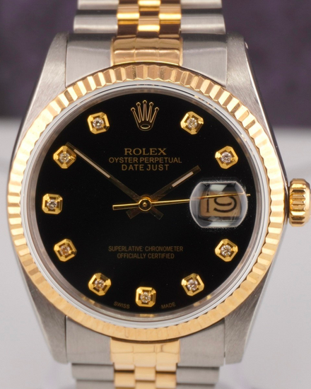 Rolex Datejust 36MM Aftermarket Black Dial Two-Tone Jubilee Bracelet (16013)