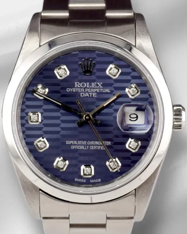 Rolex Oyster Perpetual 34MM Aftermarket Blue Dial Oyster Bracelet (15000)