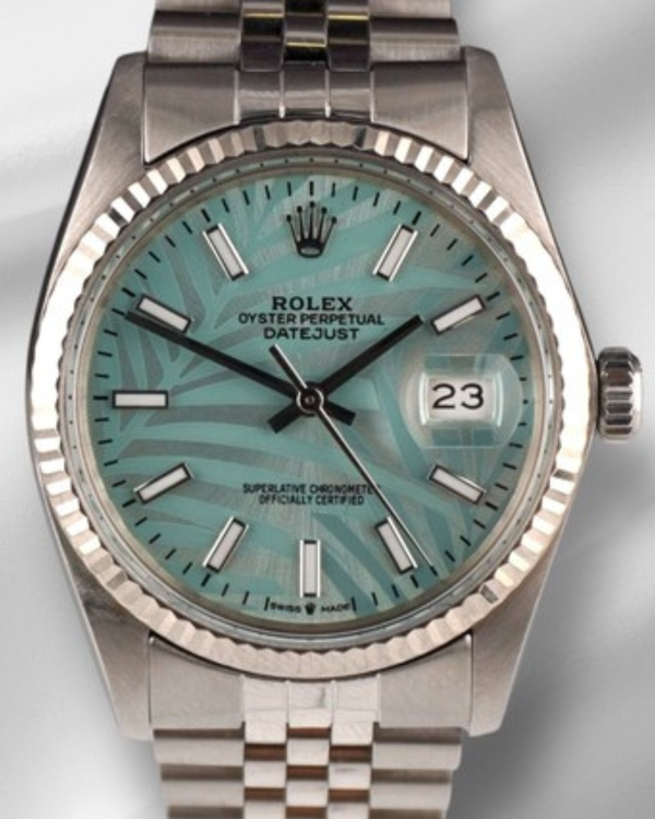 Rolex Datejust 36MM Aftermarket Blue "Palm Motif" Dial Jubilee Bracelet (16014)