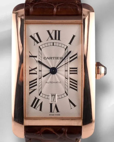 2009 Cartier Tank Américaine XL 31MM Silver Dial Leather Strap (2927)