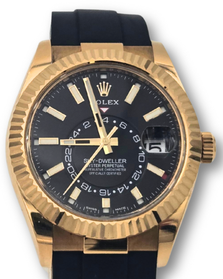 2023 Rolex Sky-Dweller 42MM Black Dial Rubber Strap (326238)