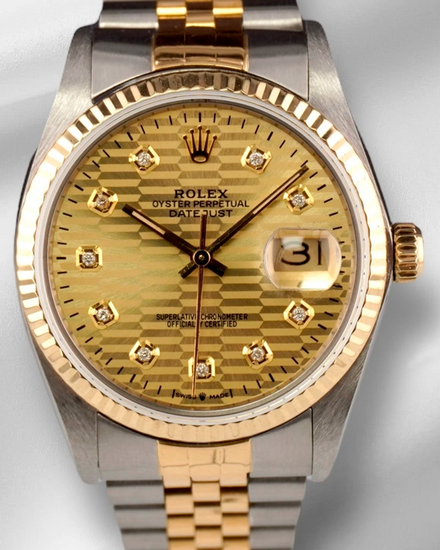 Rolex Datejust 36MM Aftermarket Champagne "Fluted Motif" Dial Two-Tone Bracelet (16013)